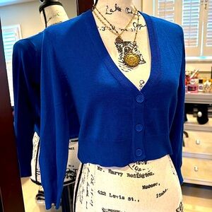SOLD. Trashy diva NEW w/ tags! Cropped cardi in a royal cobalt blue super soft…